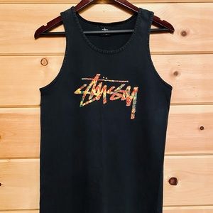 Vintage Stussy Rasta Tribal Spellout Tank Top (black) (S)